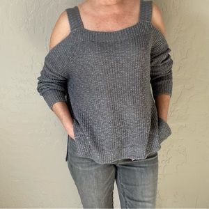 Honey Punch grey cold shoulder sweater, size S/M